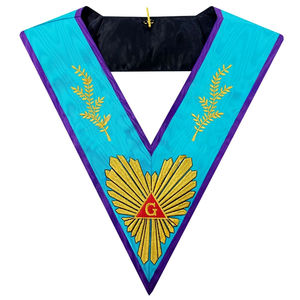 Tablier maçonnique de maître avec col MEMPHIS MISRAIM RITE, broderie personnalisée, à coudre, aimant, tissu de luxe - Product Image 6