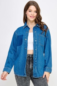 Chaqueta vaquera informal de gran tamaño para mujer con cierre de un solo botón, abrigo vaquero holgado lavado - Product Image 6