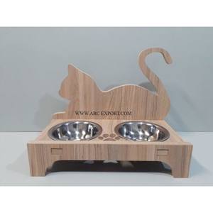 Comedero para Perros de Diseño Novedoso y Ventajoso, Comedero para Mascotas de Estilo Rústico para Jardín, Comedero Decorativo para Perros de Madera y Metal para el Hogar - Product Image 1
