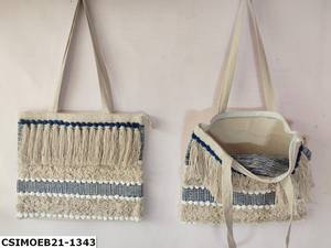 Bolsos de Mano de Algodón Dari Hechos a Mano por Diseñadores Internacionales de Craftstages, Bolsos de Hombro con Patrón de Hilo Cuadrado Tejidos a Mano, Ecológicos para Mujer - Product Image 2