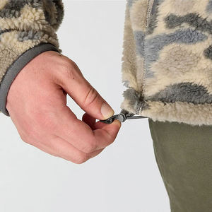 Mens Quarter Zip Fleece <b>Camo</b> <b>Jacket</b> with Abstract Digital Pattern High Neck Collar and Zippered Kangaroo Pouch Outdoor Warm Top - Product Image 4