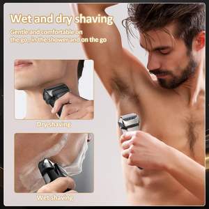 Rasoir électrique pour homme, étanche, rechargeable, avec affichage, triple lame, tondeuse à barbe pour le soin des poils du corps - Product Image 5
