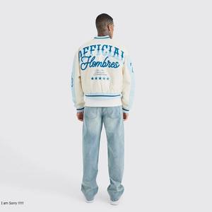 Chaqueta Universitaria de Cuero Genuino con Letras Bordadas, Chaqueta de Béisbol con Cuello Varsity, Diseño Nuevo con Logotipo Personalizado para Hombre, Ropa de Calle, Invierno - Product Image 5