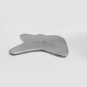 Calidad Original en forma de R de acero inoxidable Gua Sha Manual de reducción de arrugas faciales herramienta de alivio muscular hecha en la India - Product Image 5