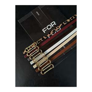 Ceinture fine à boucle dorée en 7 parties, adaptée aux pantalons, chemises, vestes et robes. Multicolore - Product Image 4