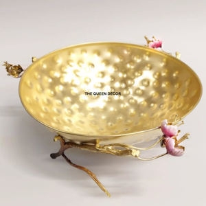 Modern Elegant Stainless Steel and Brass Metal Unique Shape Flower Joint Gold Antique Decorative <b>Bowl</b> <b>Serving</b> Accessories - Product Image 2