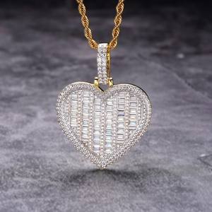 เครื่องประดับ sarva Jewels ฮิปฮอป925เงินจี้ตัวอักษรหัวใจ vaguette Moissanite จี้ออกเย็น - Product Image 3