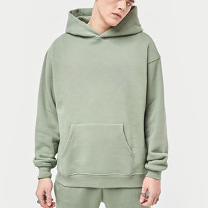 เสื้อฮู้ดดี้โอเวอร์ไซส์ผู้ชาย ผ้าฝ้าย 100% คุณภาพพรีเมียม เนื้อผ้าเทอร์รี่หนานุ่ม พิมพ์ลายได้ตามสั่ง ดีไซน์ไหล่ตก สำหรับสตรีทแวร์ฤดูใบไม้ร่วง - Product Image 5