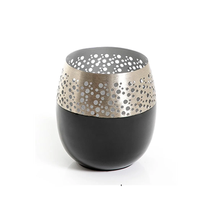 Bougies votives en métal avec finition noire et argentée disponibles au prix de gros, décoration traditionnelle pour la maison - Product Image 1