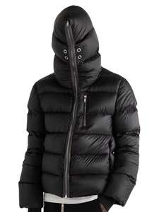 Wholesale Custom Men's Winter <b>Puffer</b> <b>Jacket</b> Top Selling High Street Style Logo Design <b>Hooded</b> Zipper Closure Solid Canvas Fabric - Product Image 2