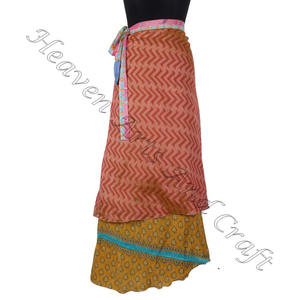 Two Layer Reversible Printed Indian <b>Wrap</b> <b>Skirts</b> Newest Summer Printing Girls Silk <b>Skirt</b> Indian Silk <b>Wrap</b> Vintage Women Handmade - Product Image 1