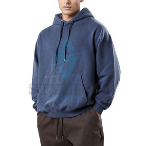 Customizable Vintage Oversized Men's Pullover Hooded Hoodie Solid <b>Thick</b> <b>Fleece</b> High Quality Personalized Logo - Product Image 1