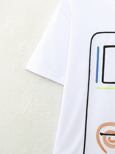 <b>Short</b> <b>Sleeve</b> <b>White</b> Color Front Print Crew Neck Casual Fashion t <b>Shirt</b> for <b>Women</b> - Product Image 4