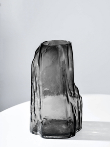 Florero de cristal transparente en forma de rocalla de alta calidad, decoración de escritorio, florero de cristal negruzco - Product Image 5