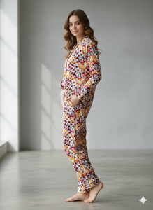 Conjunto de Pijama Elegante y Romántico para Mujer, 100% Algodón Estampado, Multicolor, Nuevo Estampado, Traje de Baño para Verano e Invierno - Product Image 3