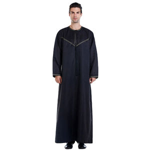 Jubbah Thobe Islámica Personalizada al por Mayor para Hombre, Vestido Islámico de Manga Larga, Thobe Árabe con Rayas en el Pecho para Niños y Adultos - Product Image 1