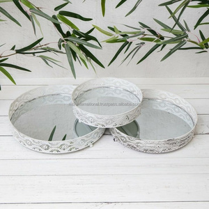 Espejo nórdico decoración del hogar bandeja personalizada exquisito patrón bandejas de metal decorativas - Product Image 4