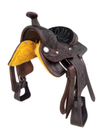 Selle Western pour enfants en cuir véritable de 8 pouces, faite à la main, confortable, durable, avec siège rembourré et design de siège profond, arceau en fibre de verre