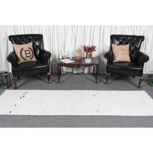 Alfombra Turca Vintage, Alfombra Kilim de 2.6x8.9 pies, Alfombra Blanca Ombré - Product Image 2