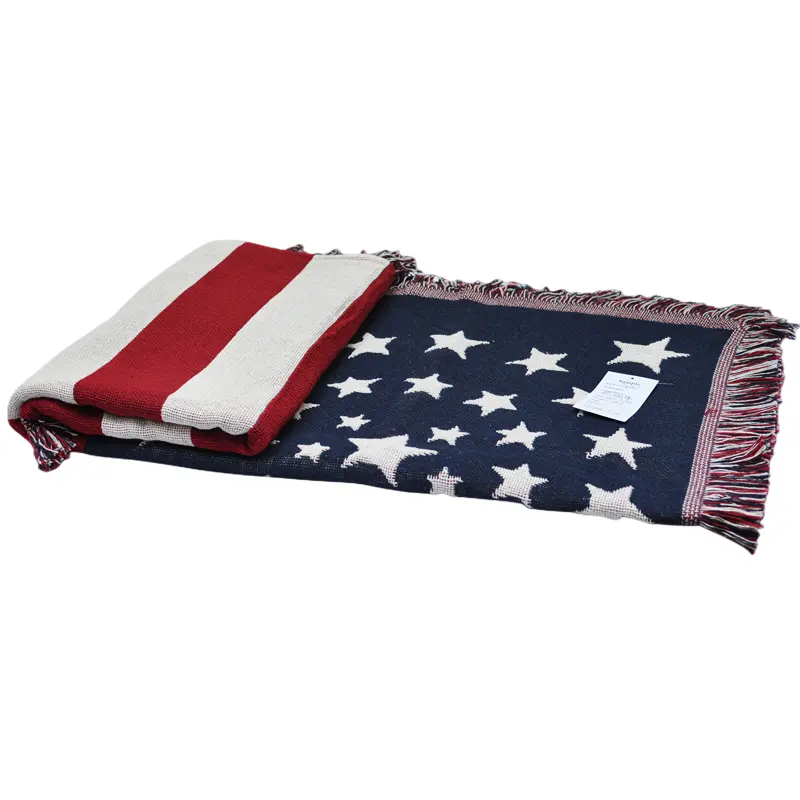 BLUE PHOENIX tissé tapisserie couverture 100% coton recyclé drapeau américain jacquard pour canapé loisirs décoratif cadeau tapisserie
