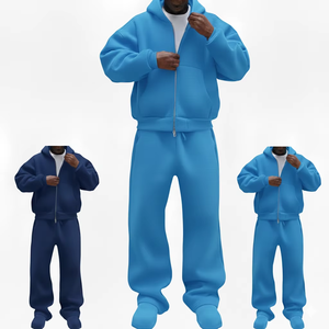 Conjunto de Dos Piezas con Logotipo Personalizado, Sudadera con Capucha y Cremallera, Gruesa, Transpirable, de Invierno, Pantalones Deportivos Anchos, Unisex - Product Image 5