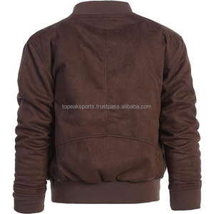 2026 OEM Hot Selling Dark Brown <b>Suede</b> <b>Men's</b> 100% High Quality Low MOQ Low Price Winter Windproof Stand Front Fashion Bomber - Product Image 2