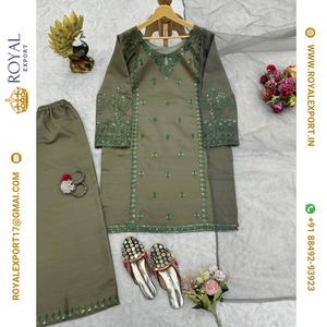 Nouveau Magnifiquement Designer Casual Wear Prêt à Porter Costume Plazzo Collection - Product Image 6