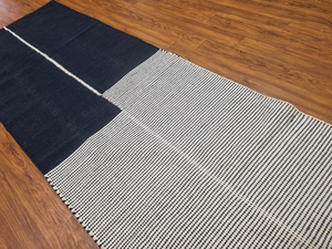 Tapis tissé à la main en coton noir blanc tapis de salon tapis d'extérieur cuisine - Product Image 6