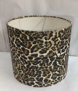 Pantalla de Lámpara de Pie Cilíndrica de Tela de Lino y Algodón con Estampado de Leopardo Digital Moderno y Elegante, E27, Anillos Superior e Inferior, Cubiertas para Lámparas - Product Image 3