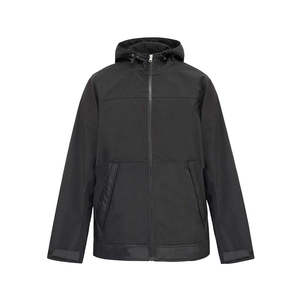 Veste coupe-vent en toile souple imperméable pour hommes Survêtement d'entraînement d'hiver à capuche pour sport décontracté Traitement OEM enduit - Product Image 1