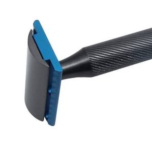 Maquinilla de afeitar de alta resistencia para hombres profesionales de acero inoxidable con hoja de latón azul negro afilado reutilizable y uso seguro - Product Image 5