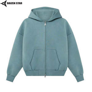 Men's Zipper Hoodies Solid Color 100% Cotton Fleece Regular Fit Winter Casual Streetwear Plain Dyed OEM Service Front Logo 420g - Product Image 4