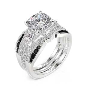 Ensemble de trois bagues Jeulia - Anneau torsadé bicolore en or rose avec zircon et cristal - Product Image 2