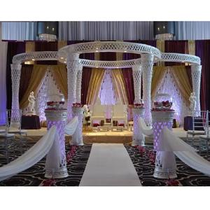 ชุด mandap คริสตัลสีขาวสำหรับงานแต่งงานที่หรูหราเสาเพชรแบบสเปนมีสไตล์หรูหรา - Product Image 1