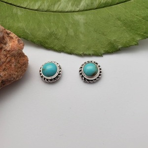 Boho Style 925 Sterling Silver <b>Turquoise</b> Gemstone <b>Stud</b> <b>Earrings</b> Jewelry Handmade Silver <b>Earrings</b> Jewelry for Women Wedding Gift - Product Image 2