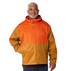 Chaqueta impermeable de lona para hombre personalizada con cuello con capucha y logotipo frontal para actividades al aire libre - Product Image 3