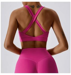 2024 personalizado Sexy hermosa espalda Fitness Yoga sujetador para mujeres niñas soporte medio Sujetador deportivo sin costuras para gimnasio correr de talla grande - Product Image 5