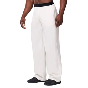 Pantalones de chándal de lana personalizados para hombre, con logo en blanco, de rizo, al por mayor, para gimnasio, fitness, casual, de cintura media, transpirables, de punto. - Product Image 1