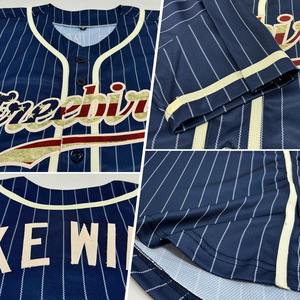 Custom Navy White Pinstripe Vintage Flag-Camiseta de béisbol auténtica - Product Image 6