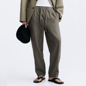 Custom Logo Winter Fleece <b>Joggers</b> Pants Elastic Rib Waistband Drawstring Slim Fit Leg Sweat <b>Stacked</b> Pants For Men 2025 - Product Image 1