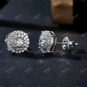 ต่างหูเม็ดกลมประดับเพชรเม็ดกลมที่สวยงามพร้อมหินประกายเพื่อความสง่างามเหนือกาลเวลา - Product Image 2