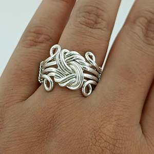 Navya Craft 925 Solid Sterling Silver Handmade Celtic Knot Women's <b>Statement</b> <b>Ring</b> 18K Inlay for Christmas Anniversary Birthday - Product Image 2