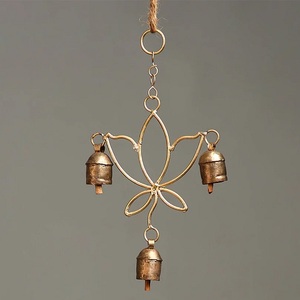 กระดิ่งลม3ระฆังวินเทจทำด้วยมือตกแต่งหน้าต่างประตูทองแดงตกแต่งผนังกระดิ่งโลหะคริสต์มาส - Product Image 1