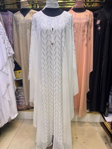 Hot Sale 2026 Polyester Abaya Stone Work Handmade <b>Sequined</b> Arabic Dubai Style Full <b>Flare</b> Nida Fabric Maxi Evening Party Dress - Product Image 2