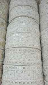 ริบบิ้นปักลายดอกไม้สีขาวประดับเลื่อม ผ้าลูกไม้ แต่งขอบด้วยริบบิ้นปักลาย  ผ้าฝ้าย 100% เป็นมิตรกับสิ่งแวดล้อม ผ้าหรูหราสำหรับชุดแต่งงาน ดีไซน์เนอร์ - Product Image 5