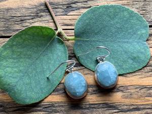 Handmade Boho Earring Oval Brilliant Cut Aquamarine Gemstone 925 Sterling <b>Silver</b> Cabochon Stone Solid <b>Silver</b> Fine Jewelry - Product Image 4
