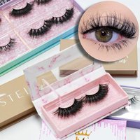 Pestañas de visón falso mate ultra negro 20 pares de pestañas postizas 3D pestañas de visón falso con caja personalizada