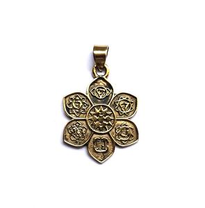 Collier avec pendentif en laiton motif fleur, Yoga Chakra - Product Image 3