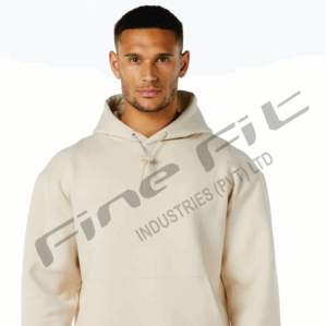 Pull à capuche en coton mélangé épais pour hommes, polaire chaude pour l'hiver avec imprimé bouffant, style de base, noir, teint uni - Product Image 4
