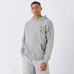 Sudadera con Capucha Gris Extra Grande OEM, Impresión Personalizada, Sudadera Deportiva Casual Térmica de Alta Calidad, Fabricante de Ropa Urbana Personalizada - Product Image 1